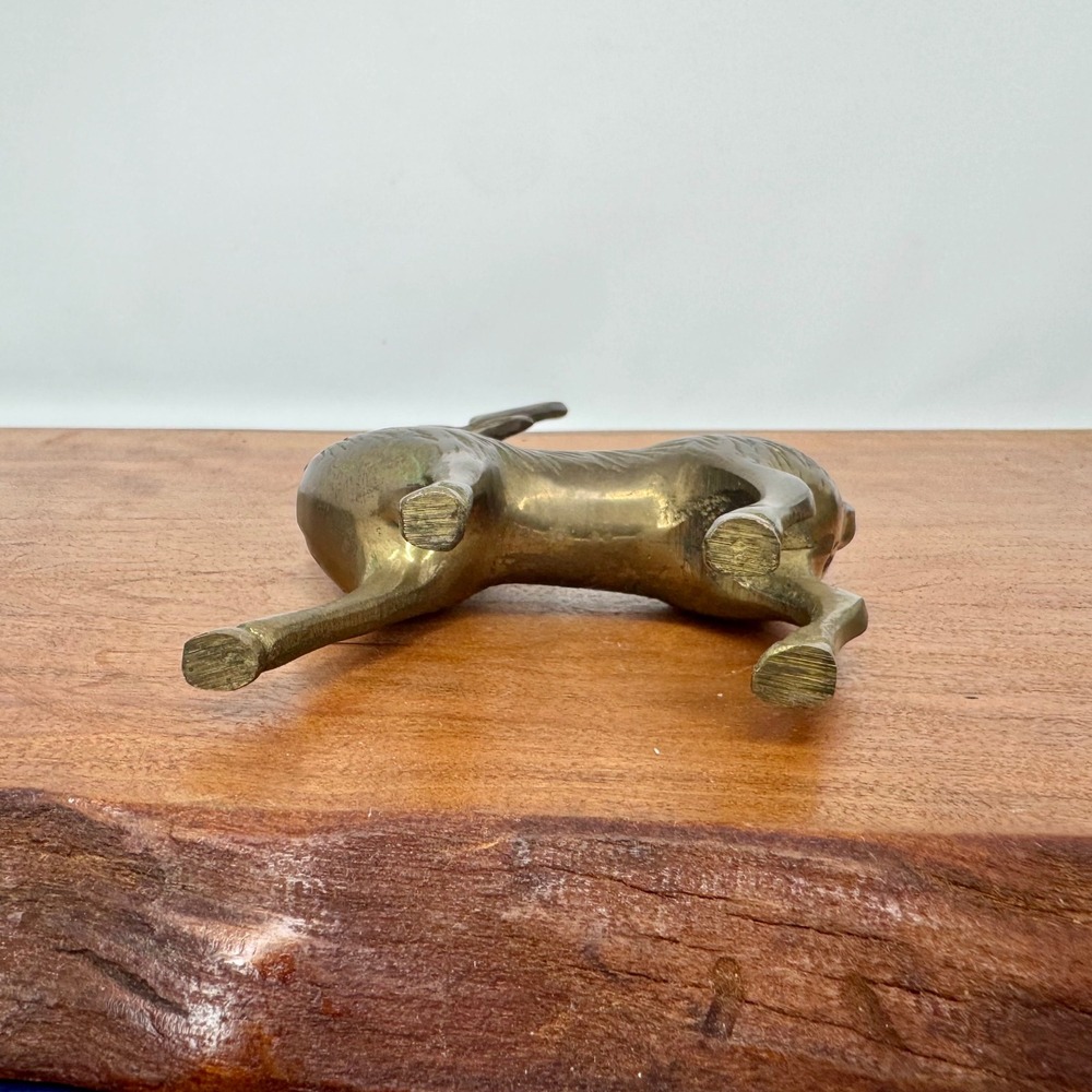 Vintage Brass Deer Figurine Spotted Buck MCM Reindeer Statue 5" - Picture 4 of 6